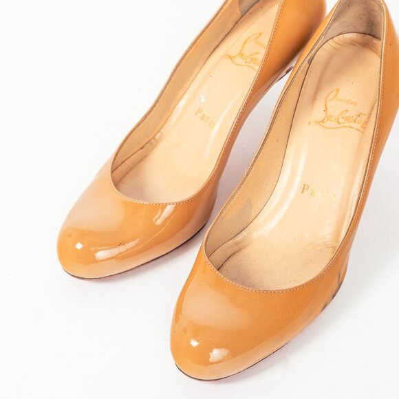 Christian Louboutin Simple 70 Camel Patent Leather Pumps - Picture 6 of 9